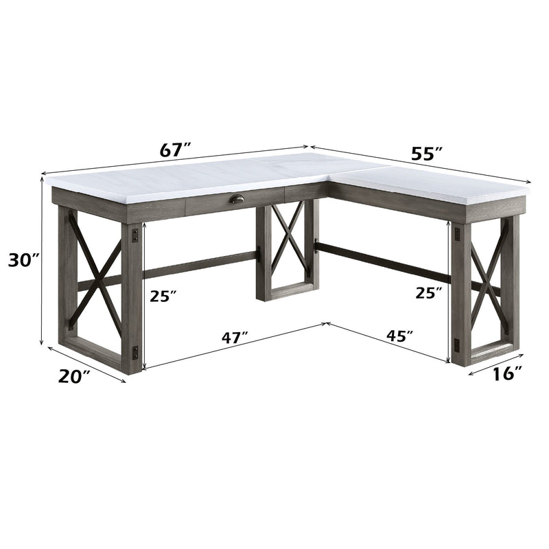 Talmar - Marble Top Weathered Writing Desk With Lift Top