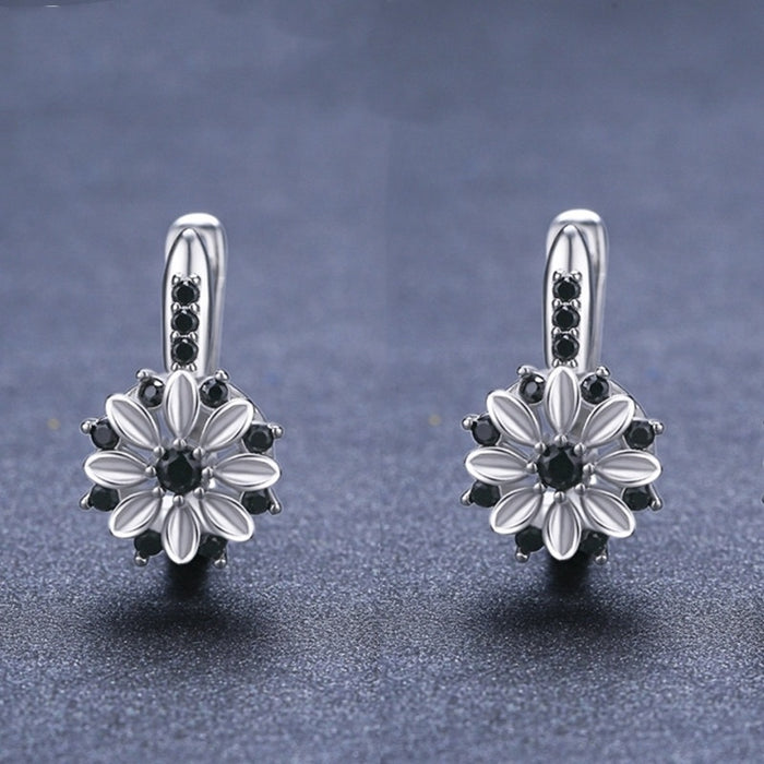Fashion Earrings Female Copper Inlaid Zircon Flower Ear Clips