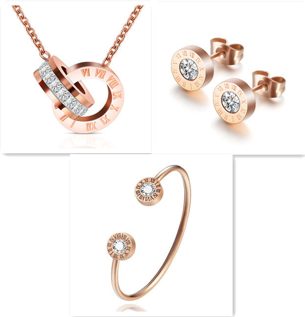 Roman Numerals and Diamond Stud Earrings