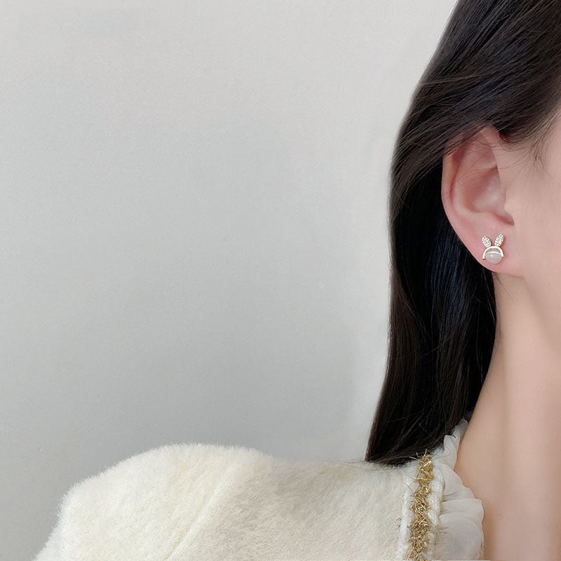 Opal Cute Rabbit Stud Earrings