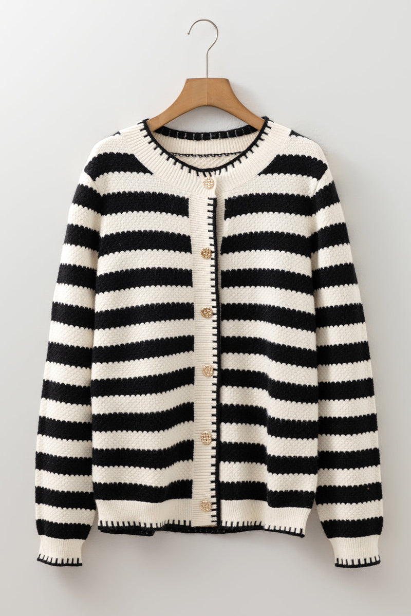 Rylee Stripe Button Cardigan Sweater