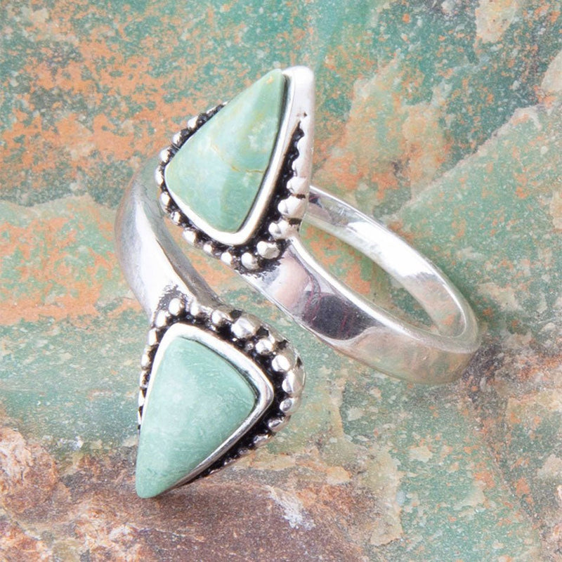 Begondor Green Turquoise and Sterling Silver Adjustable Ring