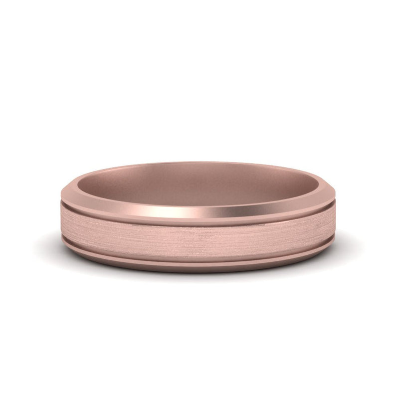 Beveled Inlay Mens Wedding Band