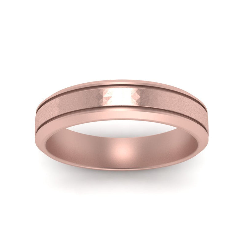 Beveled Inlay Mens Wedding Band