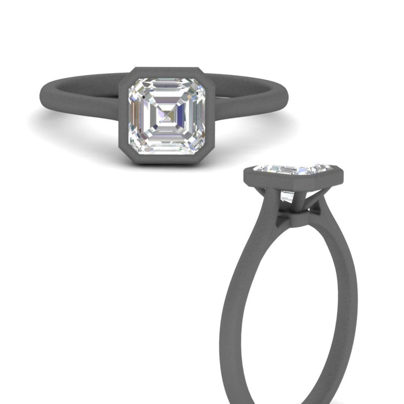 Asscher Cut Petite Bezel Solitaire Engagement Ring