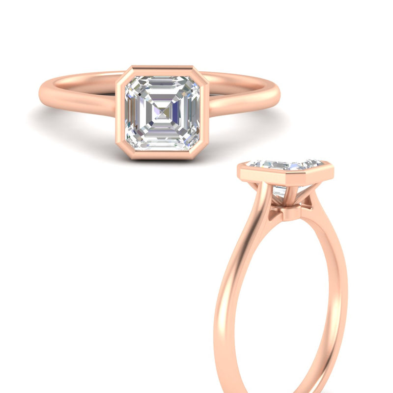 Asscher Cut Petite Bezel Solitaire Engagement Ring
