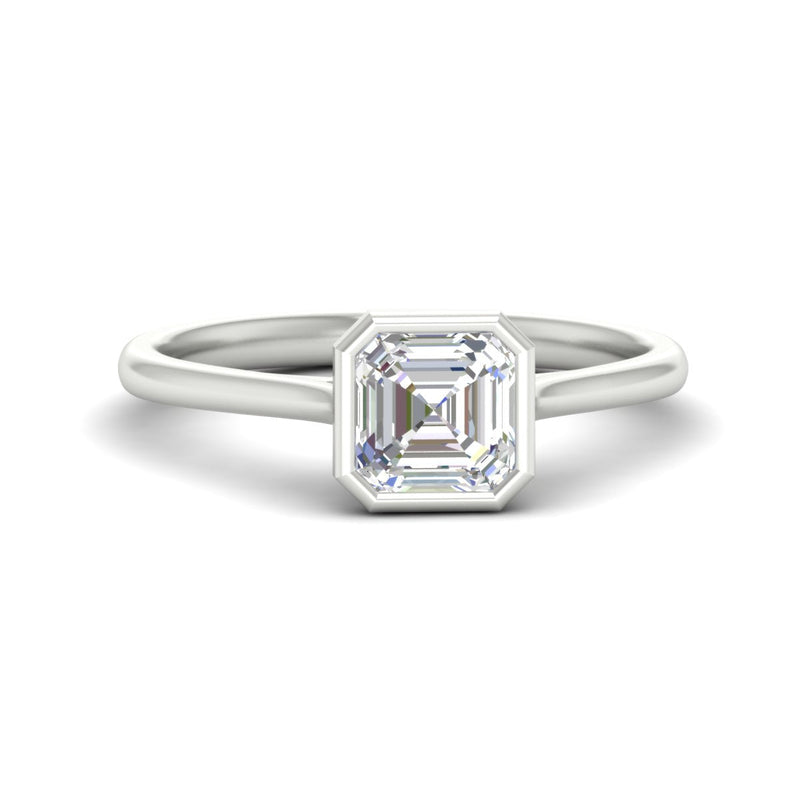 Asscher Cut Petite Bezel Solitaire Engagement Ring