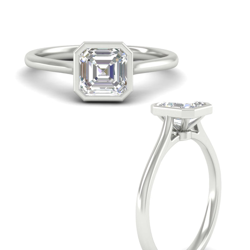 Asscher Cut Petite Bezel Solitaire Engagement Ring