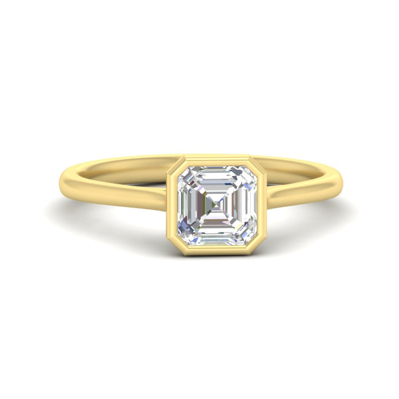Asscher Cut Petite Bezel Solitaire Engagement Ring