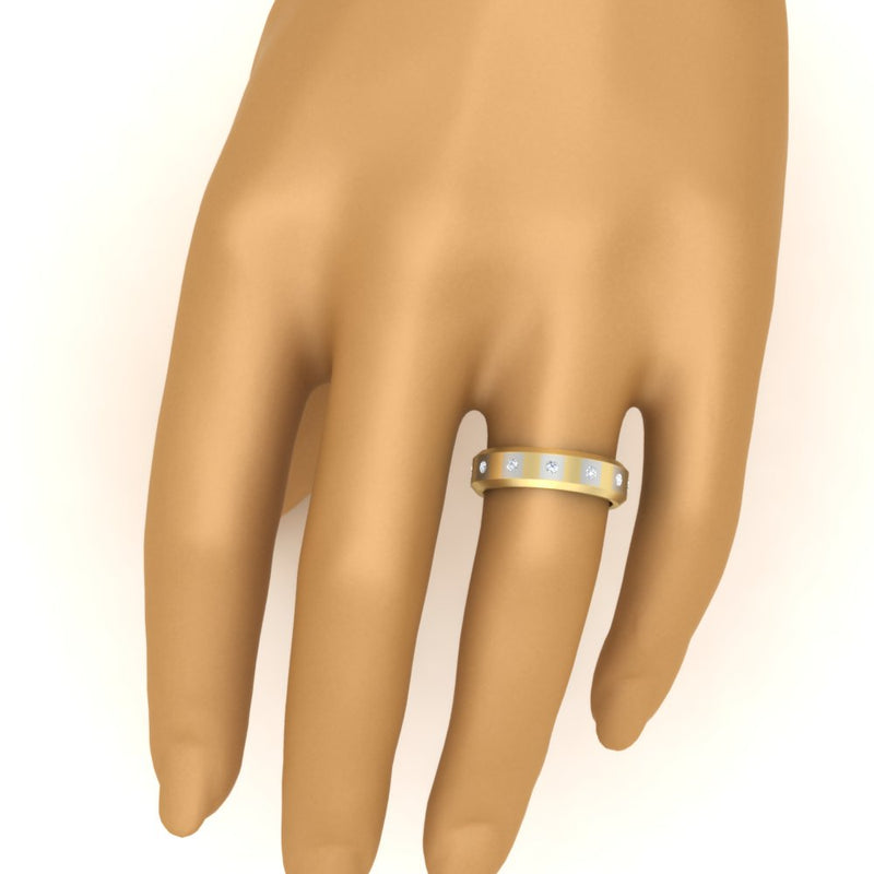 Bezel Round Mens Wedding Ring