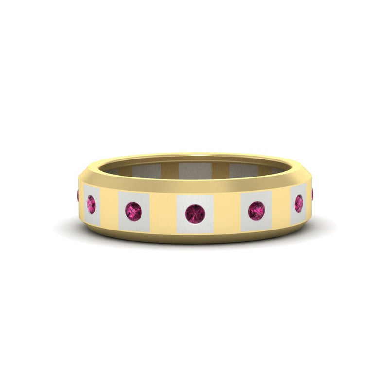 Bezel Round Mens Wedding Ring