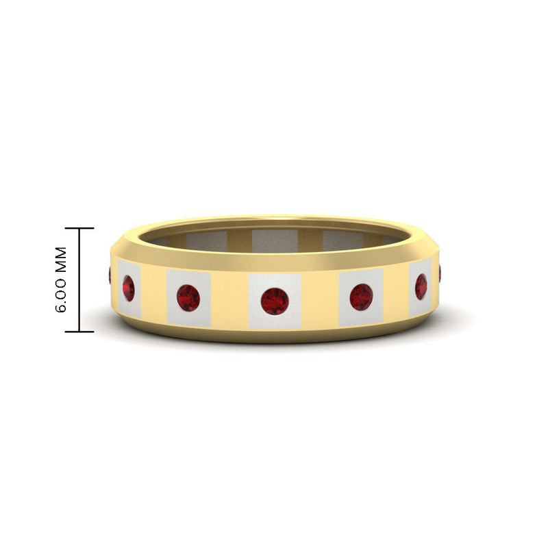 Bezel Round Mens Wedding Ring