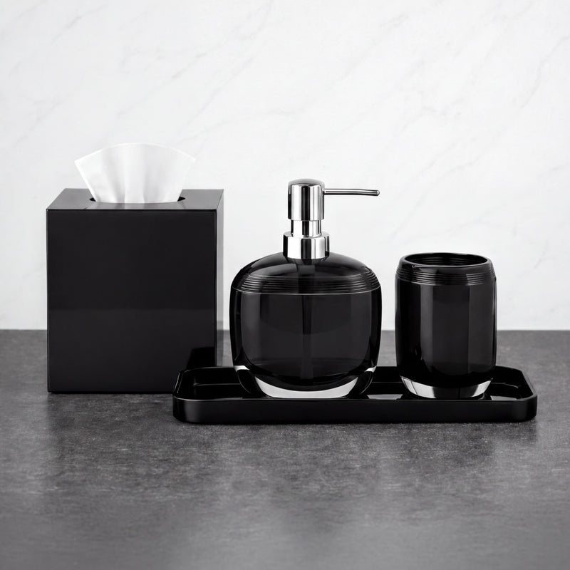 Acrylic Bathroom Set – Modern Bathroom Accessories Kit with Soap Dispenser & Tray