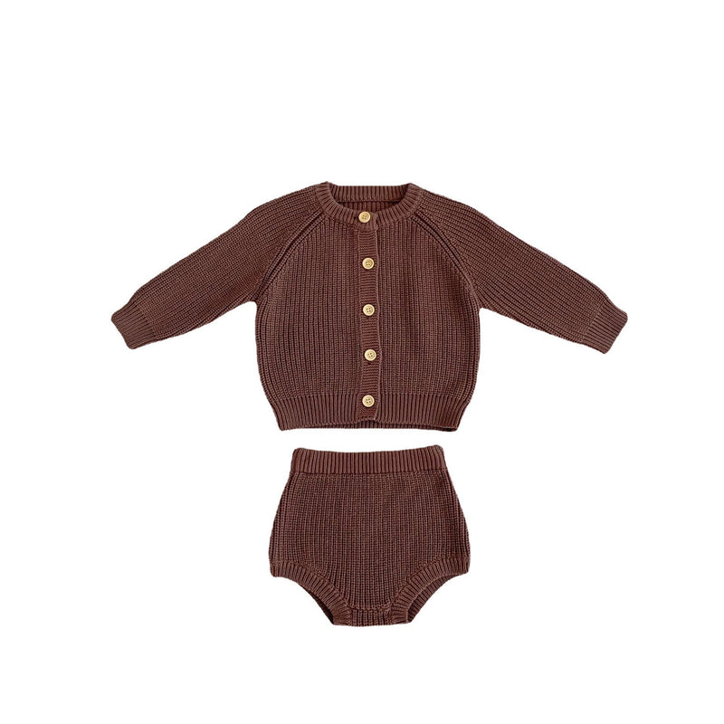 Baby Cotton Yarn Bulky Underpants Cardigan Coat Two-piece Suit