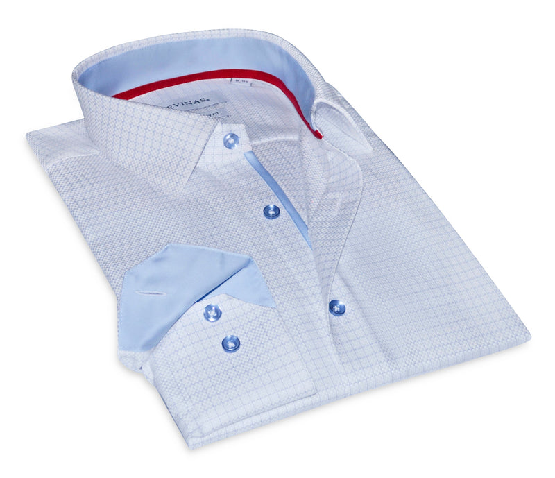 James Button-Up Shirt With Contrast Details // Blue Check // Contemporary Fit (Regular)