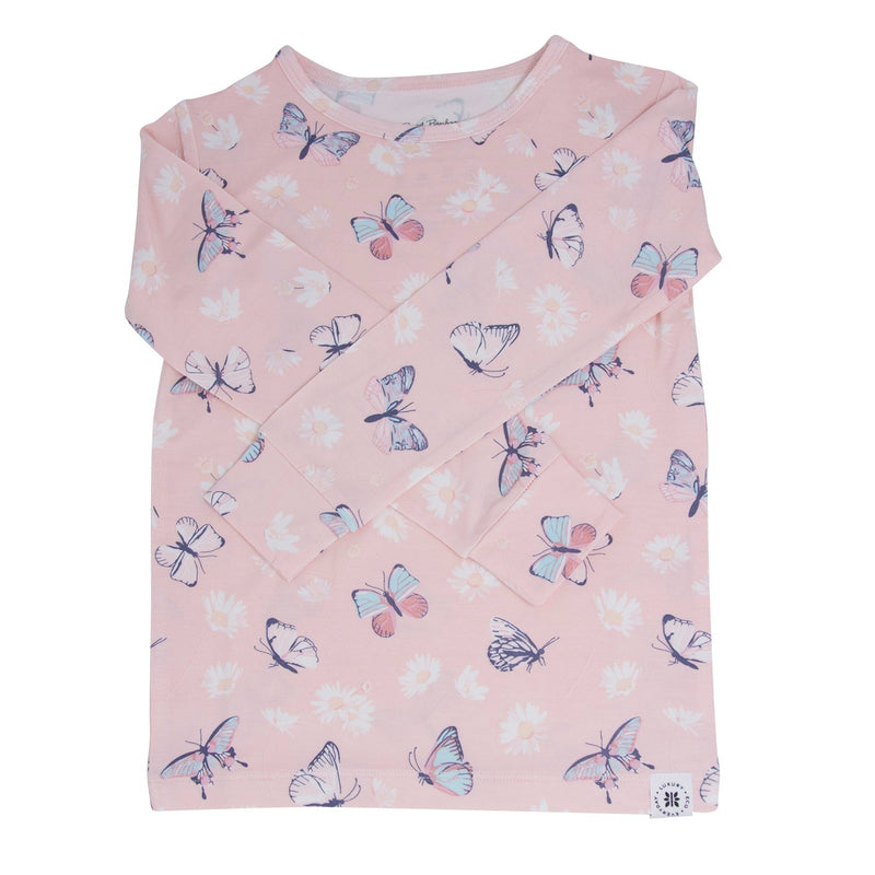 Pink Butterfly Daisy Bamboo Big Kid Pajama Set