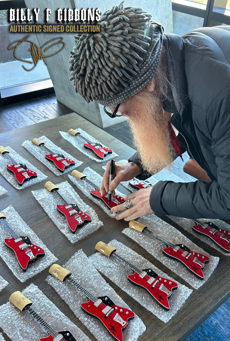 Billy F Gibbons AUTOGRAPHED COLLECTION Signature 1:4 Scale Mini Guitar Models - 1ST EDITION 2023