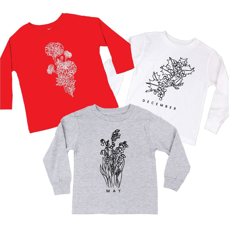 Birth Flowers (Choose Your Month/Flower) - Child Long Sleeve Tee