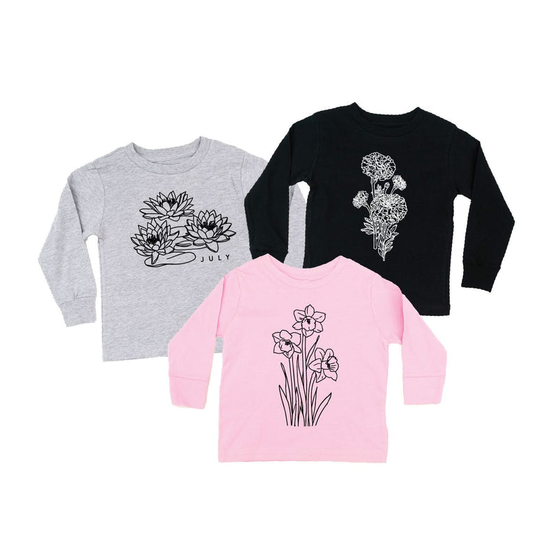 Birth Flowers (Choose Your Month/Flower) - Child Long Sleeve Tee
