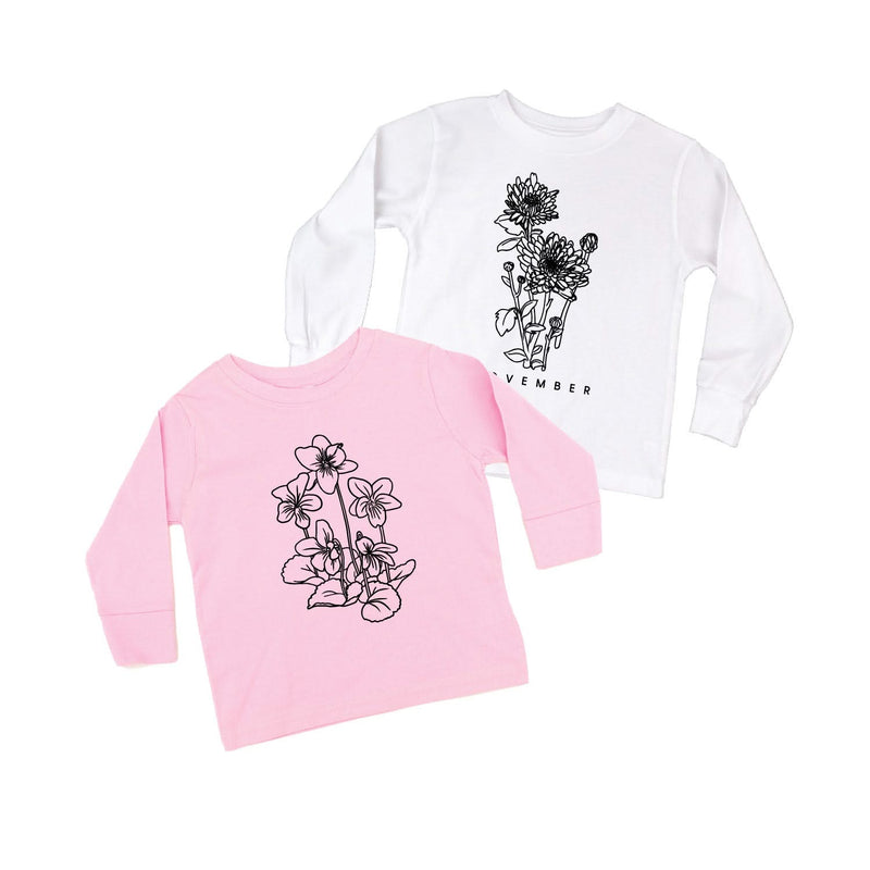 Birth Flowers (Choose Your Month/Flower) - Child Long Sleeve Tee