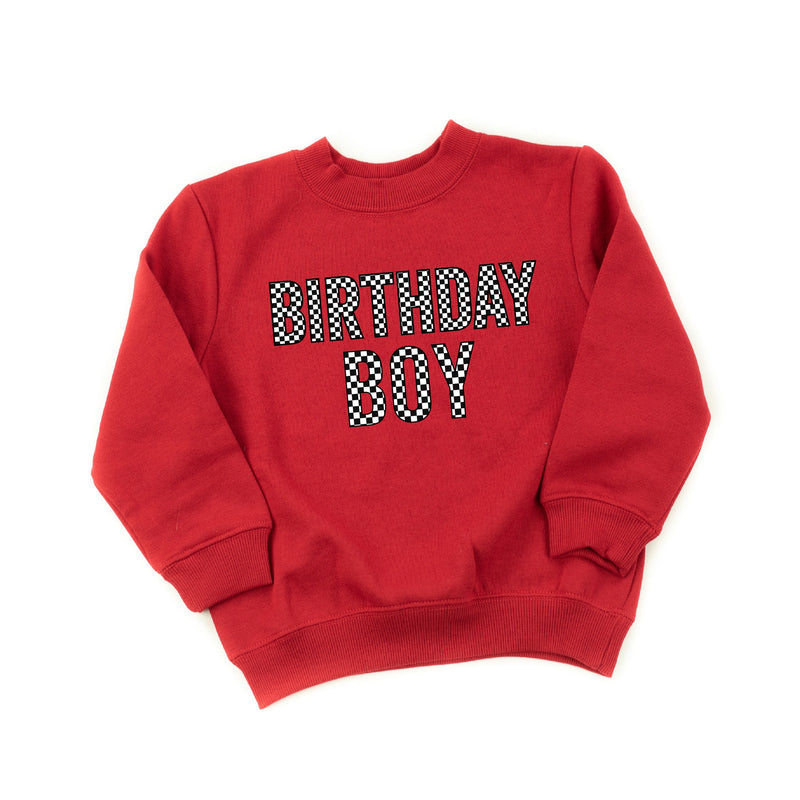 BIRTHDAY BOY - BLOCK FONT CHECKERS - Child Sweater