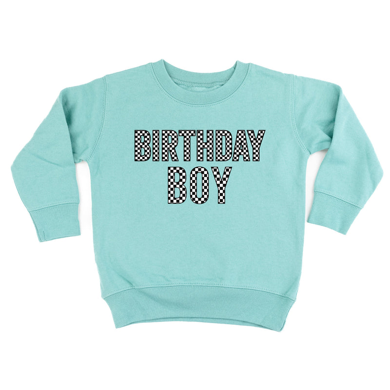 BIRTHDAY BOY - BLOCK FONT CHECKERS - Child Sweater