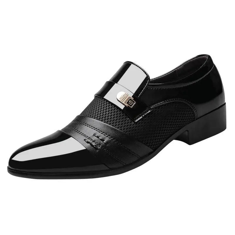 Black and White Mesh Patent Leather Shoes
