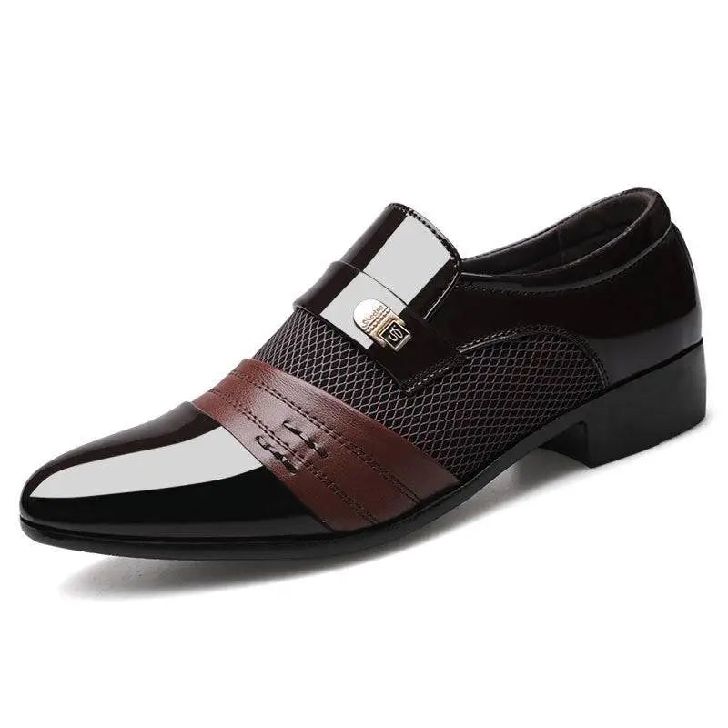 Black and White Mesh Patent Leather Shoes