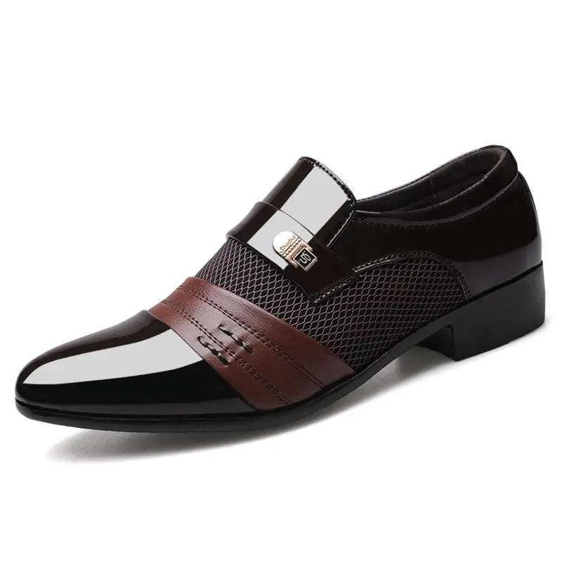 Black and White Mesh Patent Leather Shoes