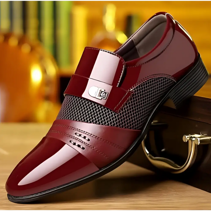 Black and White Mesh Patent Leather Shoes