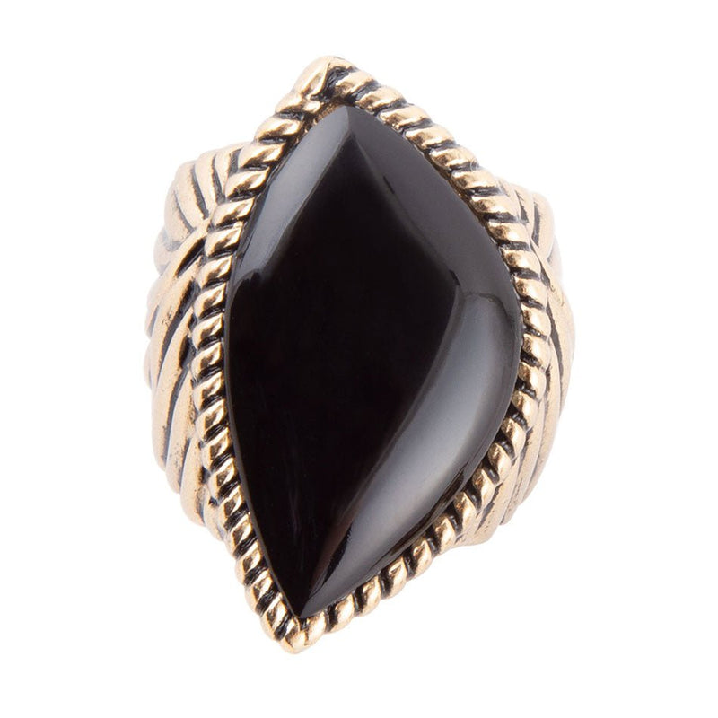 Black Onyx Golden Statement Rings
