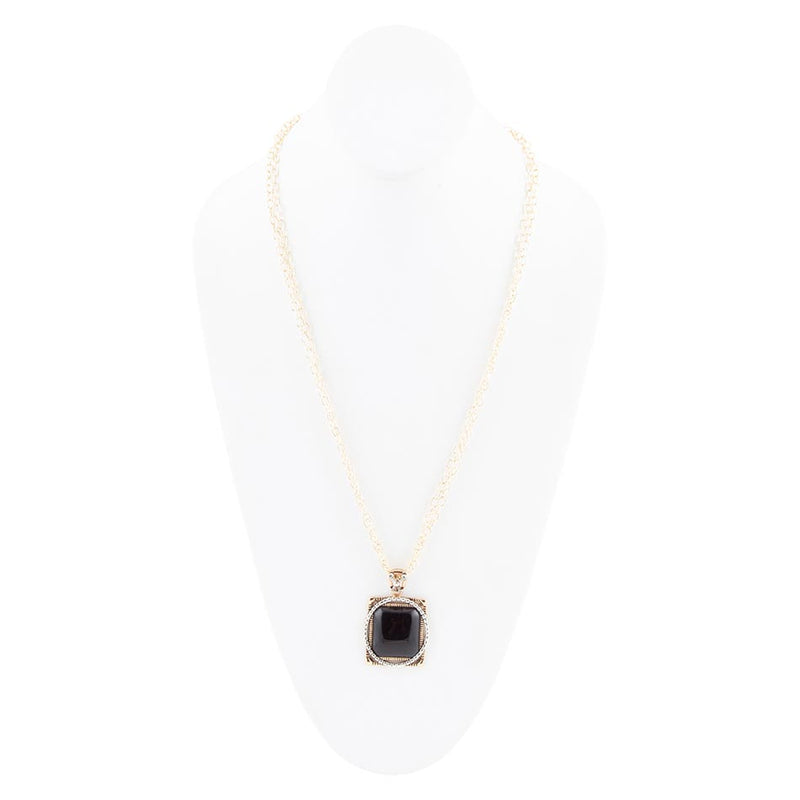Black Onyx Mixed Metal Pendant Necklace