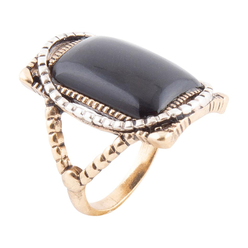 Black Onyx Mixed Metal Statement Ring