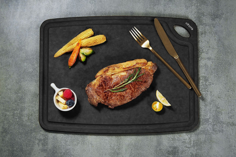 Classic Series 2-In-1 Set Cutting Board- 10 x 13 x 1/4  - Medium- (Black + Natural)