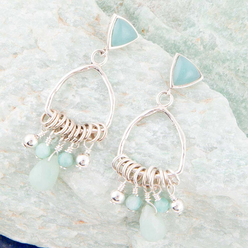 Blue Amazonite and Sterling Silver Chandelier Earrings