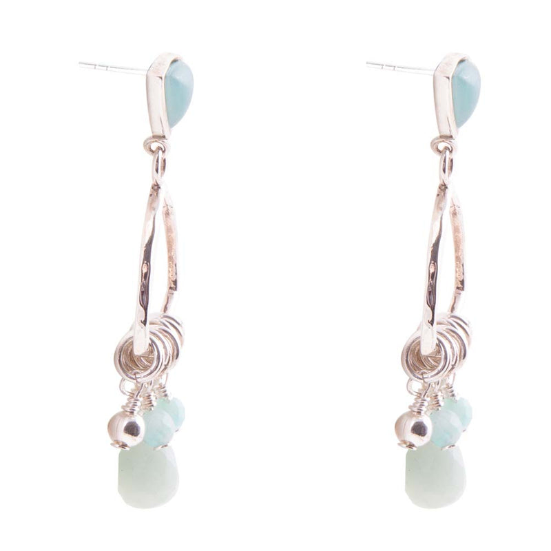 Blue Amazonite and Sterling Silver Chandelier Earrings