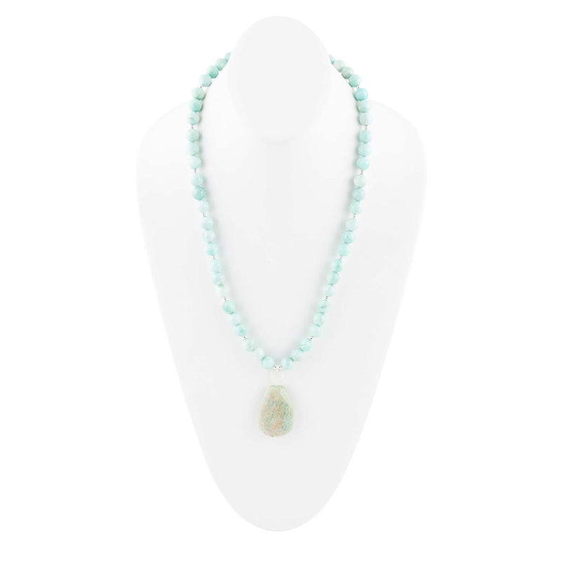 Blue Amazonite Sterling Silver Pendant Necklace