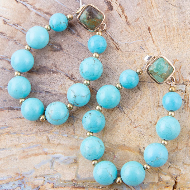 Carly Blue Magnesite Loop Post Golden Earrings
