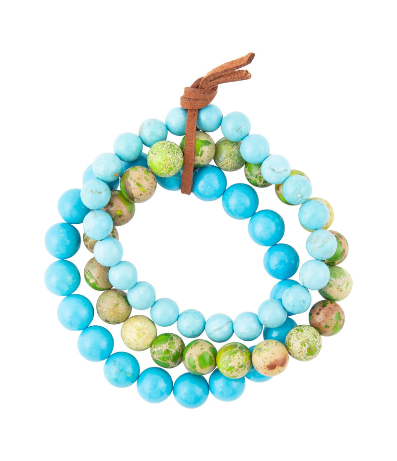 Fresh Twist Lime and Blue Turquoise Stack Bracelet Set