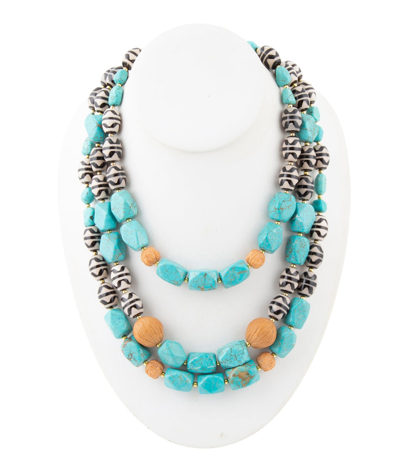 Tulum Blue Magnesite Golden Statement Necklace