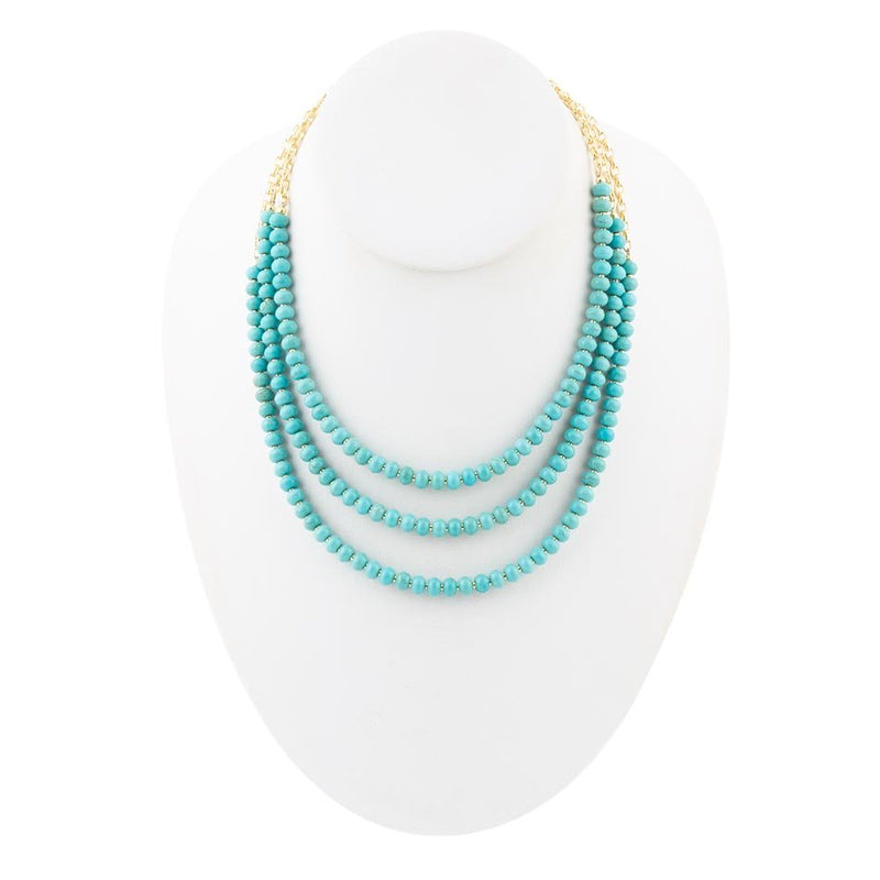 Blue Turquoise Magnesite Golden Necklace