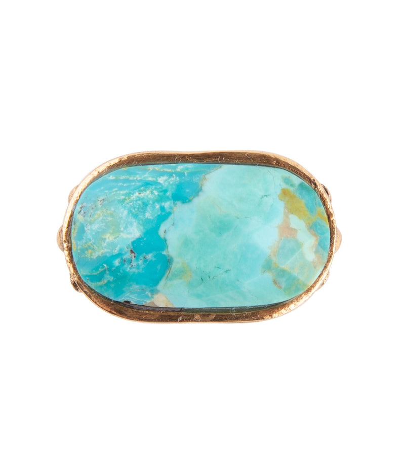 Blue Turquoise Oval Statement Ring