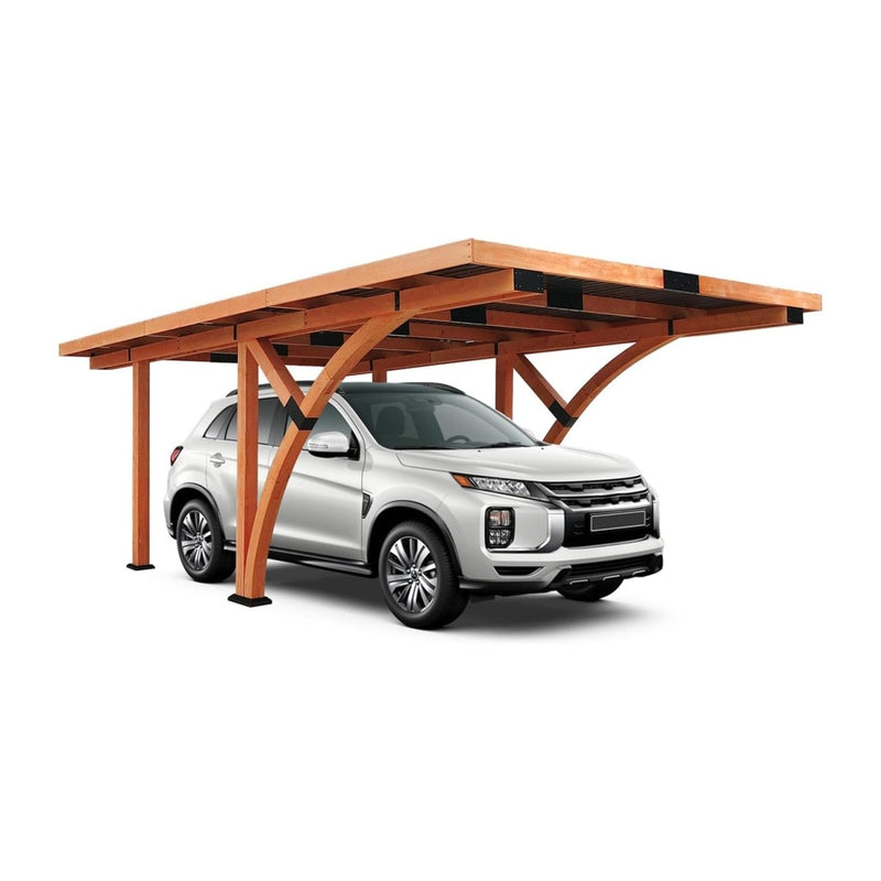 [12X18FT] Alora Premium Heavy-Duty Pine Wood Arc-Shaped Carport With Metal Roof (SAK94716)