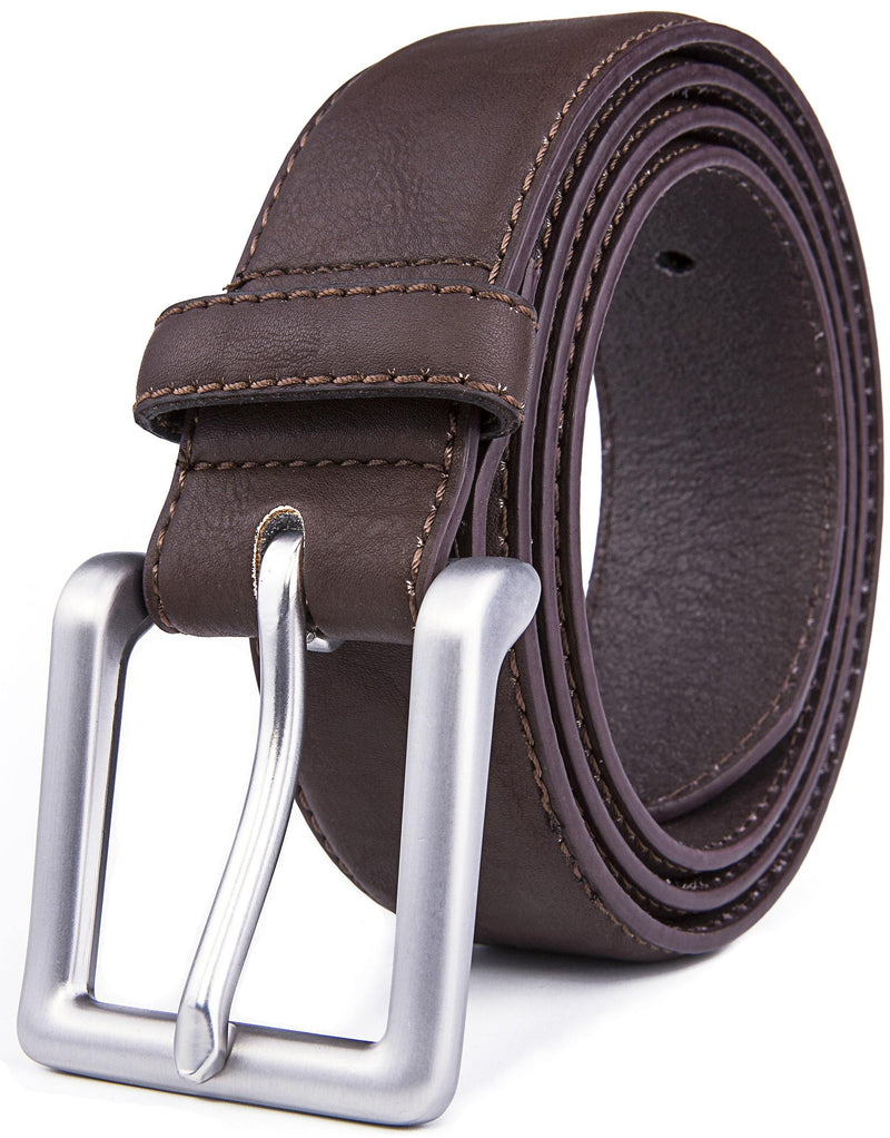 Bonded Leather Belt for Men – Nickel Buckle, 1.4" Strap