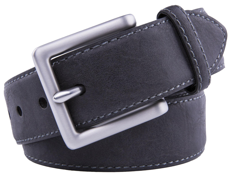 Bonded Leather Belt for Men – Nickel Buckle, 1.4" Strap