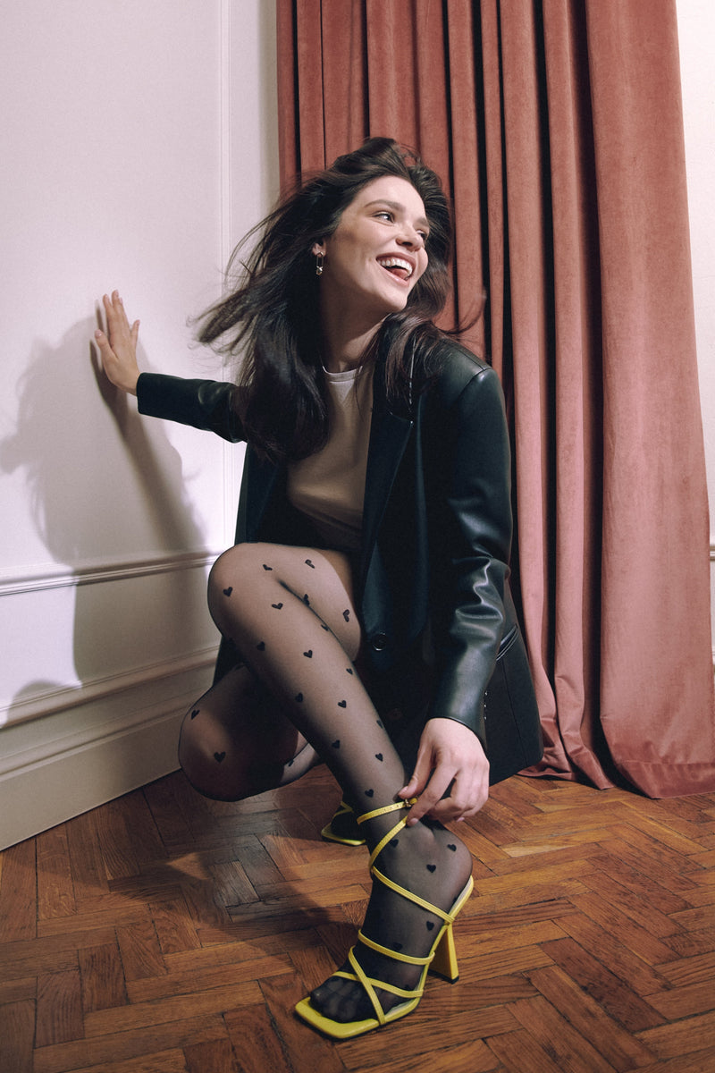 Fantasy Tights Conte Bonheur - Hearts Pattern