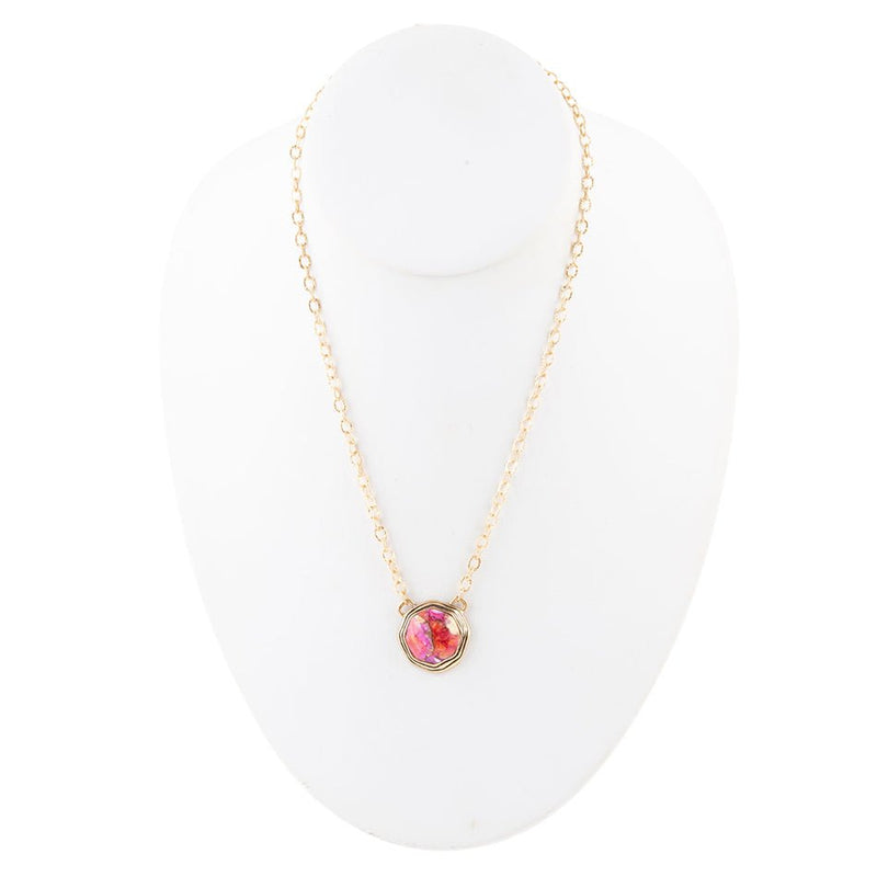 Luca Pink Magenta Spiny Oyster Golden Pendant Necklace
