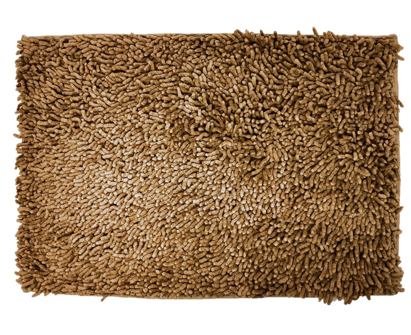 DaDa Bedding Coffee Brown Shaggy Soft Chenille Noodle Carpet Rug Bath Mat