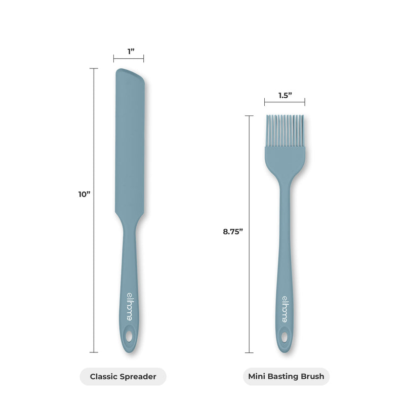 Elihome 8 Piece Silicone Spatula Set - Teal Grey