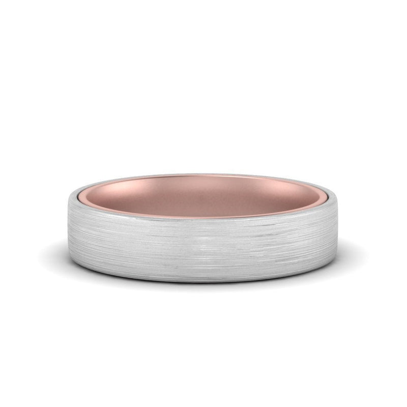 Brushed 2 Tone Mens Wedding Ring